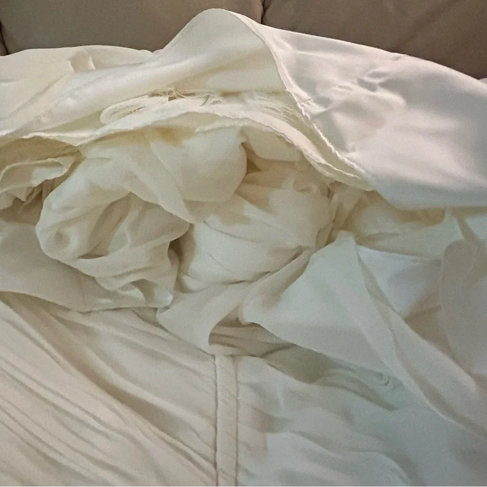 Beautiful ivory David's Bridal wedding dress size 16w/belt & wrap Style- 9V3540 - Picture 11 of 13